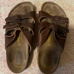 Birkenstock Dark Brown Leather Sandals